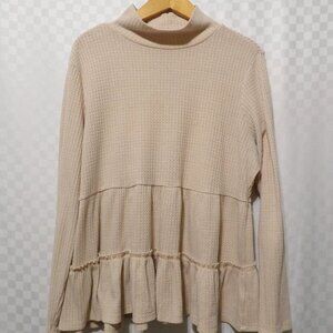 LAUREN CONRAD Mock Neck Flowy Long Sleeve Blouse | XXL